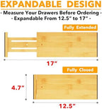 SpaceAid Bamboo Dresser Drawer Dividers 6 Pack, 4.65“ High Adjustable 12.5“-17” - Image 3