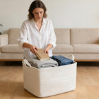 65L Large Laundry Basket with Handles, Woven Blanket Basket - Image 4