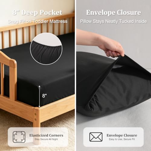 BEDSUM 4pc Toddler Cooling Bedding Set, Rayon Made from Bamboo - Image 4
