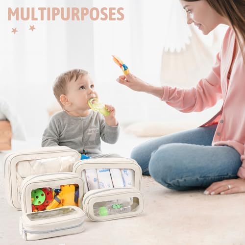YOPCDJ 5PCS Diaper Bag Organizer Pouch Set, TSA Approved Toiletry Bag，Clear - Image 4