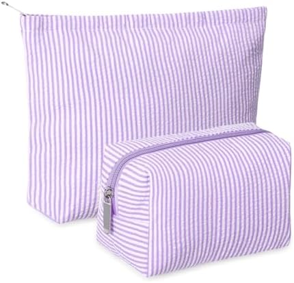 Huhumy 2 Pcs Makeup Bag Set for Women, Thin Stripe by Huhumy