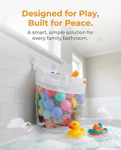 Bath Toy Organizer with Quick Release Zipper, Large Mesh Baby Bath Toy Storage - Image 6