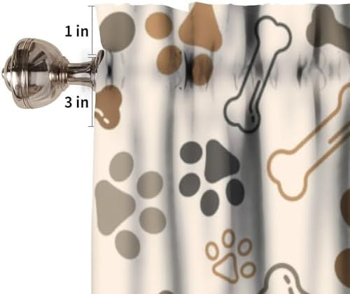 Dog Paw Print Valance Kids Curtains, Cute Animal Light Brown Rod Pocket Small - Image 3