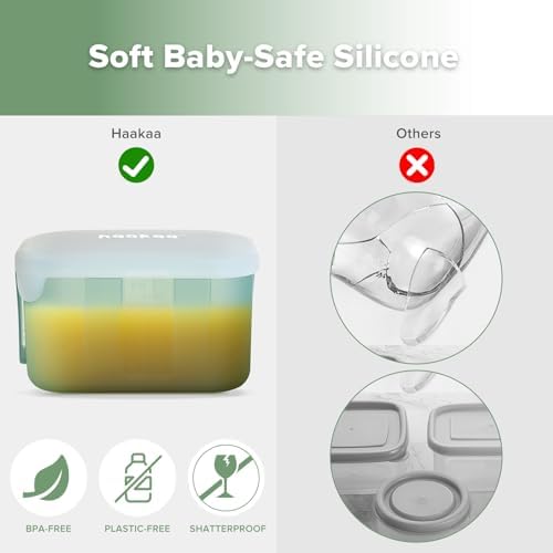 haakaa Silicone Baby Food Containers, 8 oz, 4 Pack, Pea Green - Image 6