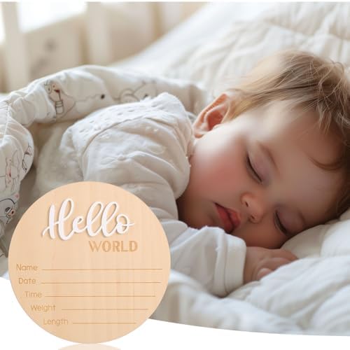 Baby Announcement Sign with Pen, Hello World Newborn Signs Birth Name Sign - Image 7