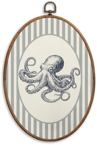 SONMYSULIL Coastal Beach Octopus Wall Art Decor, Ocean Beach Nursery Oval Wall by Unknown