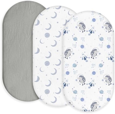 Gllquen Baby Muslin Bassinet Sheets 3pk, Soft Cotton Baby Sheet 33x17 by GLLQUENBABY