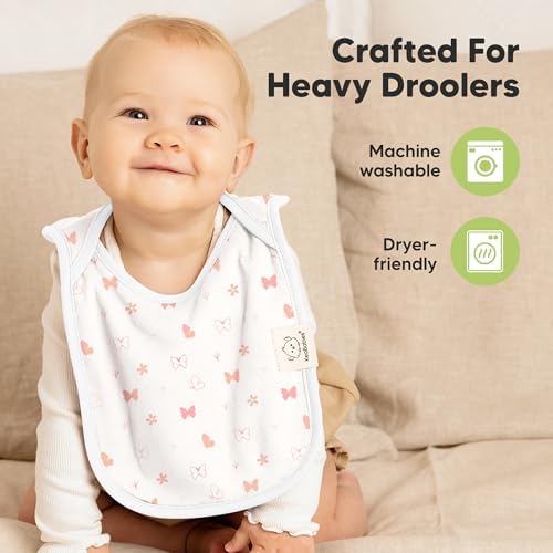 KeaBabies 8-Pack Bibs for Baby Girls, Pullover Baby Bibs - Image 6
