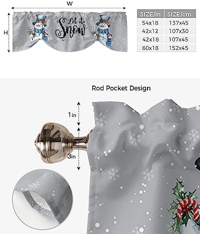 Snowman Christmas Blackout Tie Up Valance Curtains - Image 6
