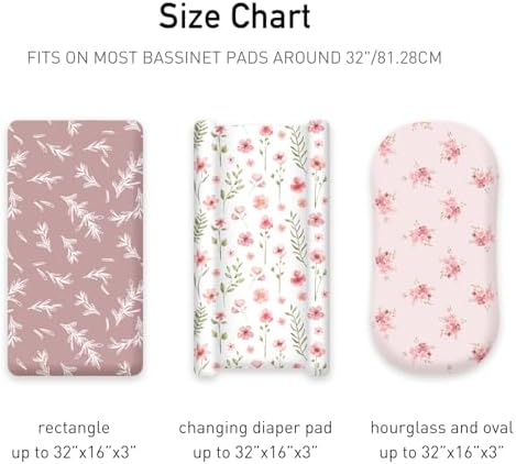 Baby Bassinet Sheets Girl Boy, 3 Pack Fitted Bassinet Sheet - Image 3