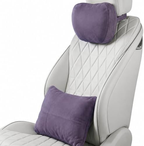 2 PCS Car Pillow for Driving Seat Soft Suede Headrest Neck & Lumbar Support by GoodpillowBetterdriver