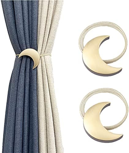 Magnetic Curtain Tiebacks Metal 1 Pair Metal Moon Curtain Clips Rope Holdbacks by Unknown