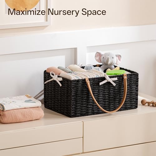 Angelhood Large Baby Diaper Caddy Organizer, Paper Rope Storage Baskets - Image 5
