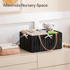 Angelhood Large Baby Diaper Caddy Organizer, Paper Rope Storage Baskets - Image 5