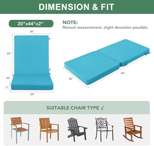 Summsun High Back Patio Dining Chair Cushions 2-Pack, 20 x 20 Inch - Image 3