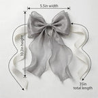 2 Pack French Lace Bow Curtain Tiebacks, Dark Gray - Image 3