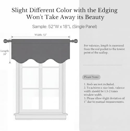 NICETOWN Stone Blue Blackout Kitchen Curtain Valances Thermal Insulated - Image 7