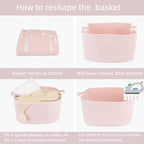 XUANGUO Large Rectangle Woven Cotton Rope Blanket Basket 22"x17"x12" Pink - Image 7