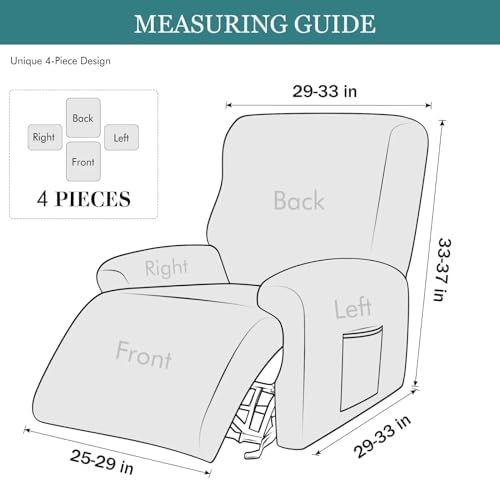 NILUOH Stretch Recliner Covers 4 Piece, Non-Slip Lazy Boy Chair Covers - Image 6