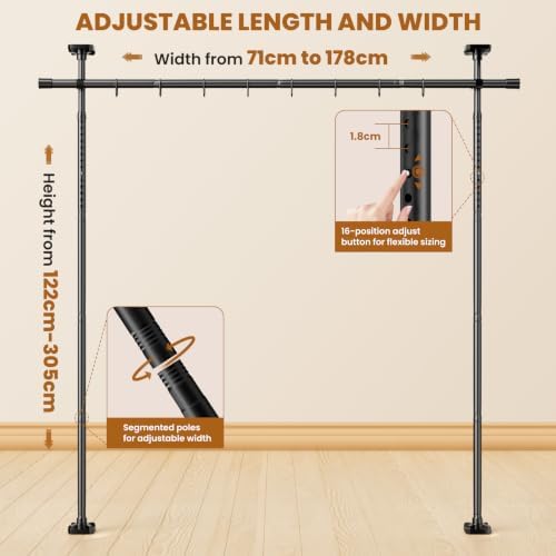 Room Divider Curtain Rods No Drilling, Adjustable Wall Divider 4-10Ft - Image 5
