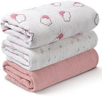 Muslin Swaddle Blankets for Newborn, 3 Pack Breathable Soft Receiving Blanket by LYRICHOMBABY