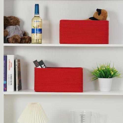 3 Pack Small Storage Baskets for Organizing, 11.8×7.8×5.1", Christmas Red - Image 6