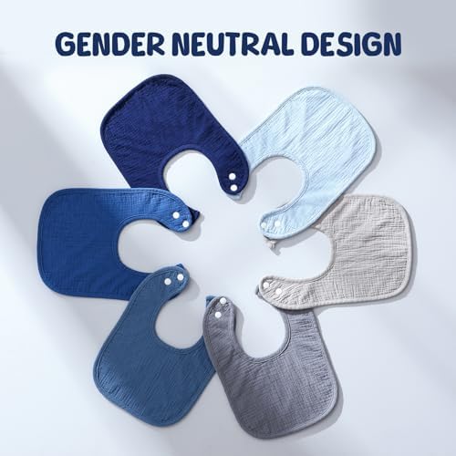 POIKSHARK 6-Pack Muslin Baby Bibs - Image 6