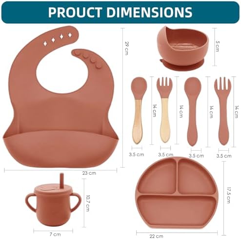 100% Silicone Baby Feeding Set, Divided Plate, Sippy Cup, Spoons & Forks - Image 2