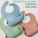 Cuddle Campus Set of 3 Silicone Bibs, Soft Adjustable Bibs - Image 6