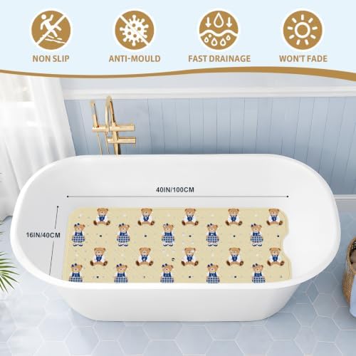 Teddy Island Bath Mat for Tub Non Slip Kids Bathtub Mat 40x16 Baby Bath Mat - Image 2