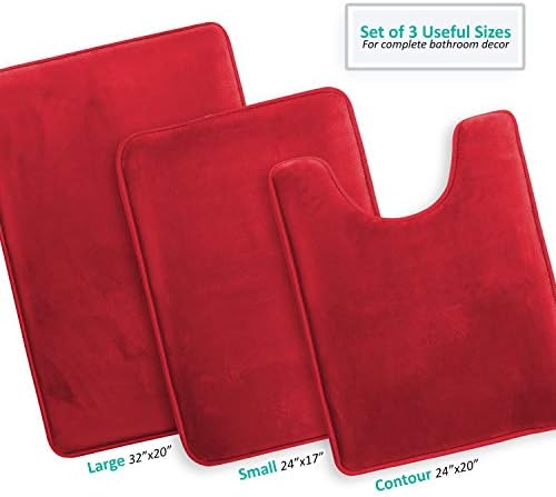 Clara Clark 3 Piece Bathroom Rugs Bath Mat Set, Velvet Memory Foam Bath Mats - Image 4