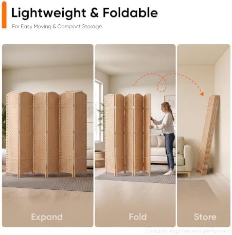 JOSTYLE Outdoor Privacy Screen 6-Panel Folding Room Divider Space Partition - Image 4