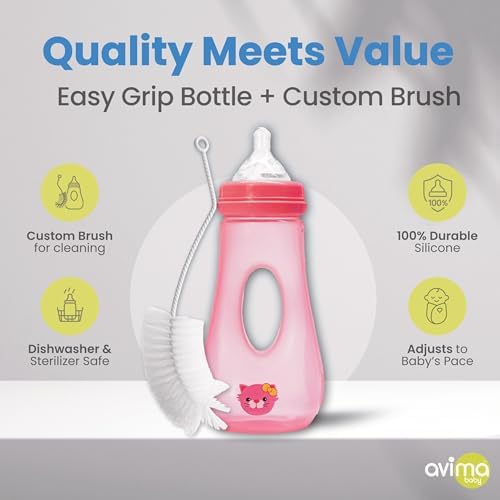 Avima 8 oz Easy Grip Baby Bottles w Medium Flow Nipples - Image 3