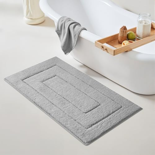 GRANNY SAYS Gray Bathroom Runner Rug 24" x 43", Soft Microfiber Bath Mat by GRANNYSAYS