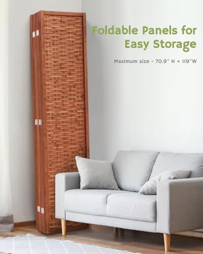 JOSTYLE Bamboo Room Divider, 6-Panel Folding Privacy Screen - Image 5
