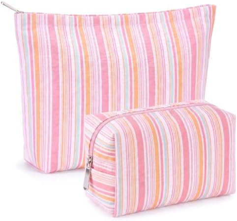 Huhumy 2 Pcs Makeup Bag Set for Women, Color Stripe by Huhumy
