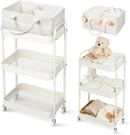 Fortella Baby Diaper Caddy, 3 Tier Rolling Cart by Fortella