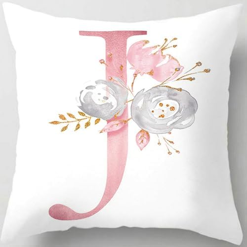 Pink Throw Pillow Covers Cute Alphabet Decorative Cushion Covers Square Letter by TillskuchThrowPillowCovers