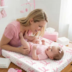 Smoothnovelty 3 Pcs Pink Bow Baby Changing Pad Covers, Changing Table Cover - Image 6