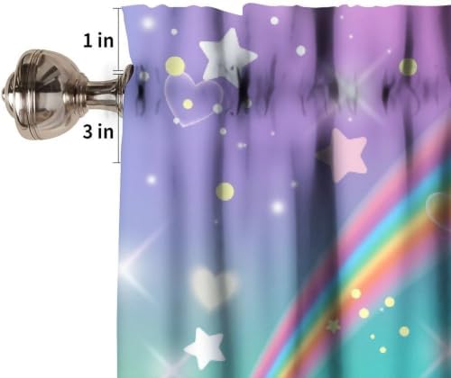 Fantasy Rainbow Unicorn Valance, Abstract Purple Pink Starry Landscape Cartoon - Image 3