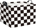 Rectangular Car Basket for Boys Checkered Basket Kids Baby Storage Bin by HIYAGON