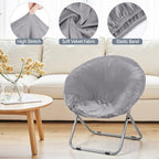 Velvet Stretch Saucer Chair Cover, Round Moon Chair Cover - Image 4