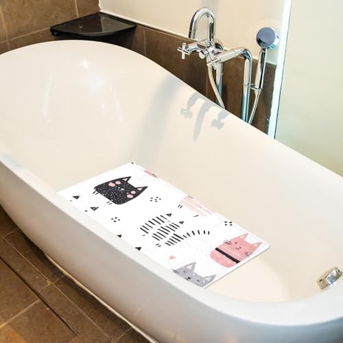 Shower Mat Non Slip 26.8 x 15.1 Inches, Funny Cats Bathtub Mat Shower Stall Mats - Image 5