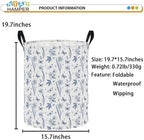 62L Blue Floral Butterfly Waterproof Laundry Hamper - Image 2