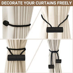 Hion Magnetic Curtain Tiebacks Black 6pcs, Curtain Holdbacks Hooks Holders - Image 7
