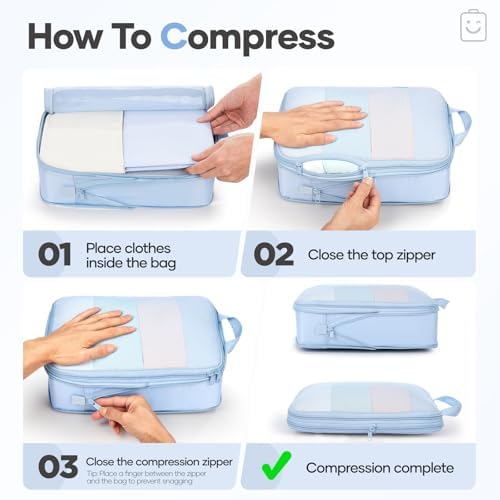 Veken 11 Set Compression Packing Cubes Garment Bags - Image 3