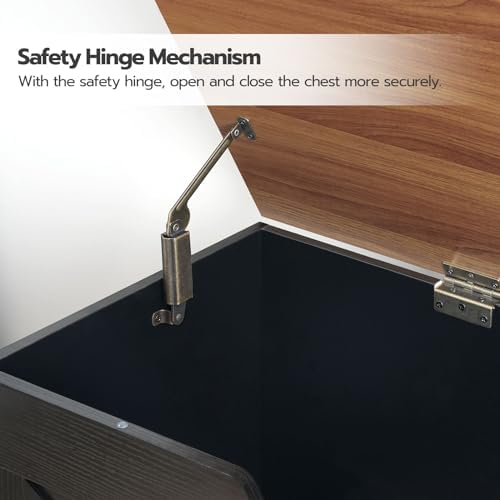 HOOBRO Storage Bench, 39.4" Retro Wooden Storage Chest - Image 4