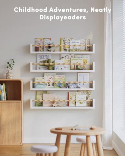 Nursery Floating Shelves for Wall Set of 4, Wooden Nursery Book Shelves - Image 5