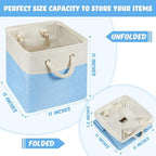 6 Pack 11x11 Inch Blue Cube Storage Bins Fabric Square Cube Baskets Handle - Image 2
