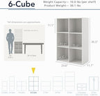 Homes: Inside + Out Apexa 6-Cube Storage Organizer Shelves, Stackable Wood - Image 3